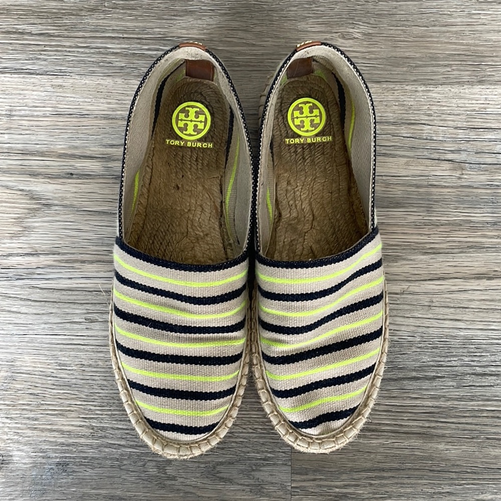 Used Tory Burch Striped Espadrille Flats Size 8